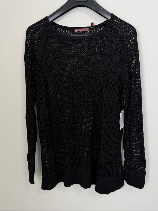 525 America Black Open-Weave Scoop Neck Sweater - Picture 2 of 9